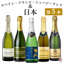 日本・フランス・スペイン・ニュージーランド 国内外飲み比べ お手軽 スパークリング5本セット【送料無料】【D5-009】