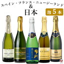 *日本・フランス・スペイン・ニュージーランド　国内外飲み比べ　お手軽　スパークリング5本セット【送料無料】【D5-009】