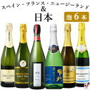 日本・フランス・スペイン・ニュージーランド　国内外飲み比べ　お手軽　スパークリング6本セット