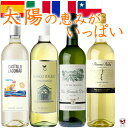 白ワイン 辛口 4本ワインセット 国別飲み比べ イタリア・フランス・スペイン・チリ【通常便 送料無料】【B4-017】テーブルワイン リーズナブル