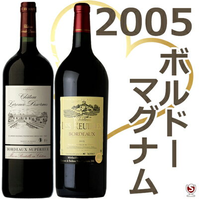 フランス　ボルドー世紀のグレートヴィンテージ　2005　マグナムボトルセット　熟成ワイン飲み頃　赤　1500ml×2本セット【通常便　送料無料】