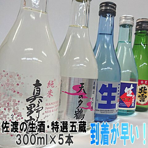 【佐渡の生酒　五蔵特選】クール代金無料　ギフト対応　300ml×5本【あす楽】北雪・真野鶴・金鶴・天領盃・真稜の生貯蔵酒の飲み比べセット佐渡の日本酒の魅力がぎっしり詰まったセットです新潟・佐渡