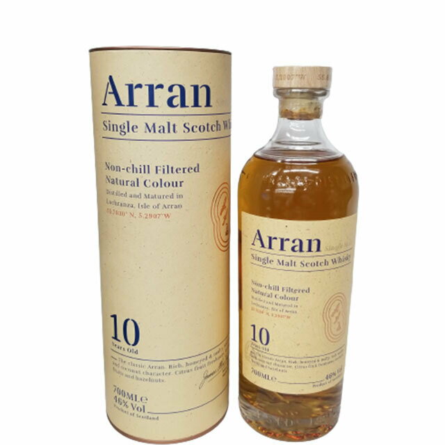 送料無料　希少　アランモルト　10年　700ml　1本　Arran Single Malt　長期熟成　スコッチ　アルコール46 %　アイランズ　モルト　スコットランド　イギリス　アラン島