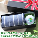 即日発送 名入れ ゴルフボール ハンカチ セット 【 名入れ ゴルフ ボール 1個 & 今治産 ブルックリン ハンカチ 1枚 セット 】 名前入り ゴルフ ボール 今治産 ハンカチ ブルーストライプ チェック プレゼント 誕生日 記念日 還暦 還暦祝い 退職 父の日