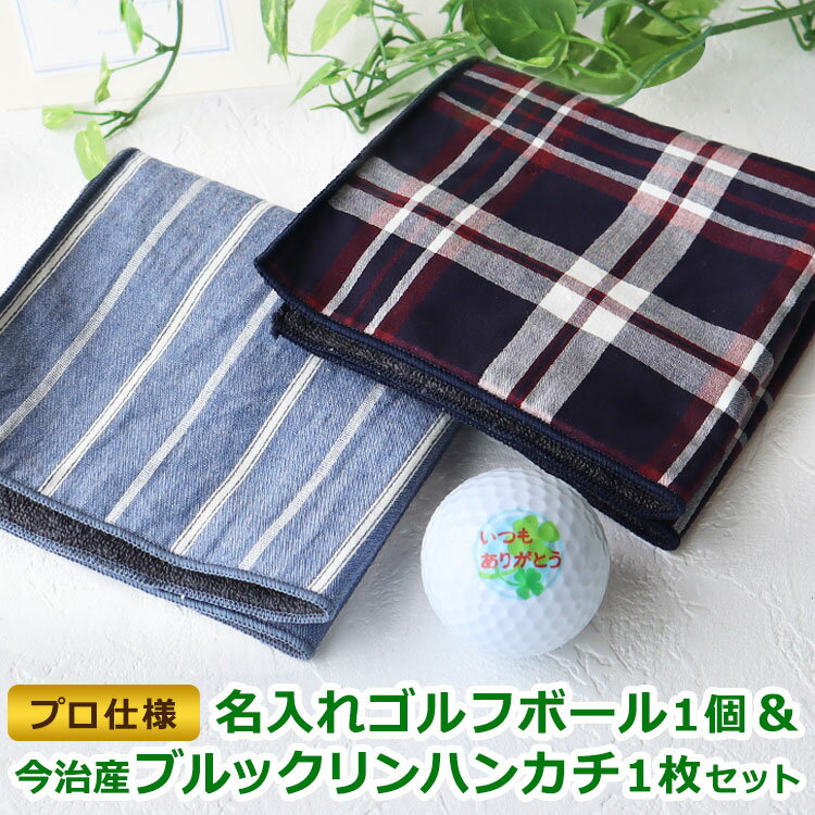 即日発送 <プロ仕様> 名入れ ゴルフボール ハンカチ 【 名入れ ゴルフ ボール 1個 & 今治産 ブルックリン ハンカチ 1枚セット 】 名前入り ゴルフボ...