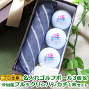 即日発送 <プロ仕様> 名入れ ゴルフボール ハンカチ 【 名入れ ゴルフ ボール 3個 & 今治産 ブルックリン ハンカチ 1枚セット 】 名前入り 今治産ハ...
