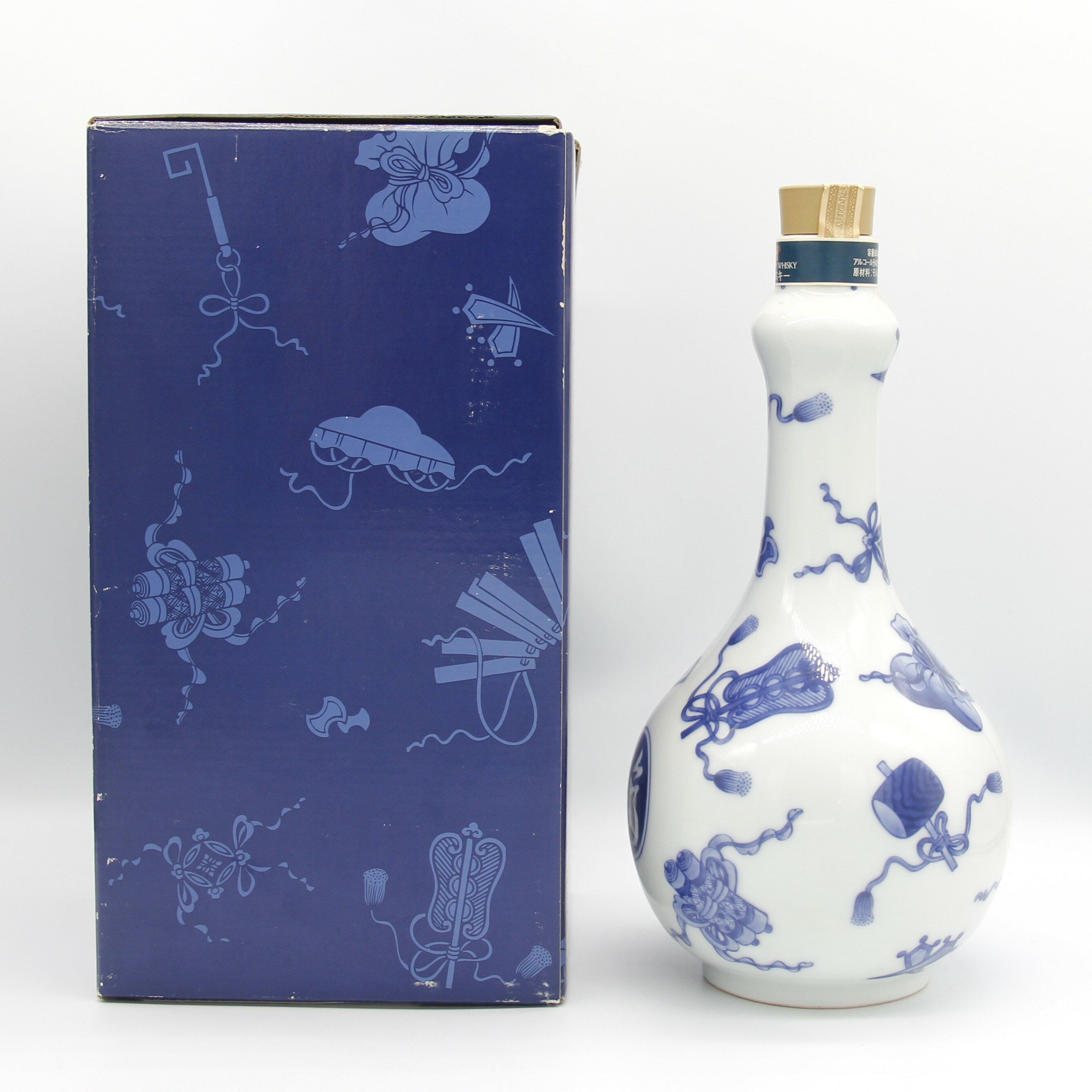 サントリー ピュアモルト ウイスキー 白州 有田焼 染付宝尽し 福文 柑子口瓶 陶器ボトル 43% 600ml 陶器ボトル 1本 箱付き