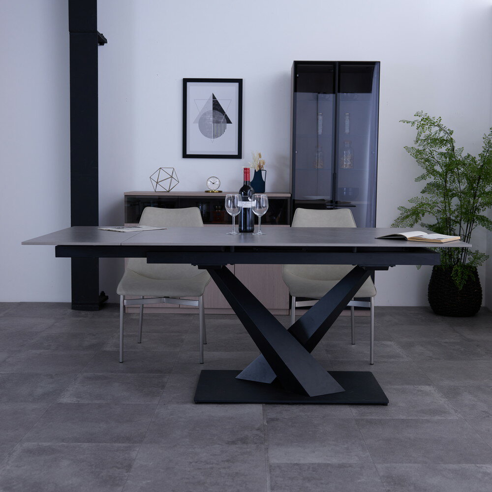 GAIA セラミックダイニングテーブル 伸長式ダイニングテーブル 片側 ガイア セラミック天板 伸長式 エクステンション 伸縮 食卓 食卓テーブル モダン ライトグレー ダークグレー 140 180 SJ OH