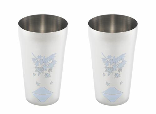 燕熟の技 感温ステンレスタンブラー 420ml 2P 紅葉に富士