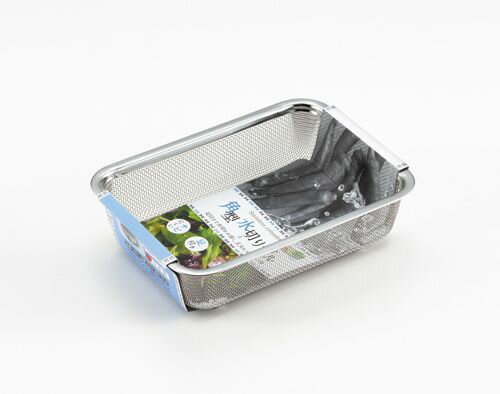 Rakuten - 18-8ステンレス 角型水切りザル 中