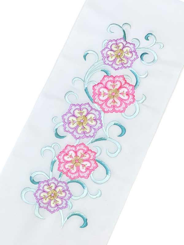 振袖に最適 高級 刺繍 半襟刺繍半襟 振袖用 花柄模様 成人式 卒業式 半衿 刺繍半衿 洗える ポリエステル ししゅう半衿