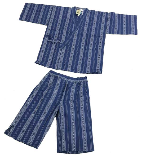 【訳あり処分品】伝統ある 高級 甚平甚平 JIMBEI【青色地】綿麻 で着心地さわやか【Mサイズ】夏は気軽に着れる「甚平」「 父の日 」などの プレゼント にも最適♪