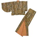 R.K 洗える 二部式 着物 洗える着物Ryoko Kikuchi《リョウコ キクチ》二部式着物ワンランク上 の 二部式 きもの【 フリーサイズ 海松色地 (黒色掛った黄緑色) 】