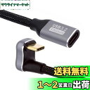 NFHK 反対 U シェイプ バック アングル USB-C USB 3.1 Type C オス - メス 延長データケーブル 10Gbps 100W スリーブ付...