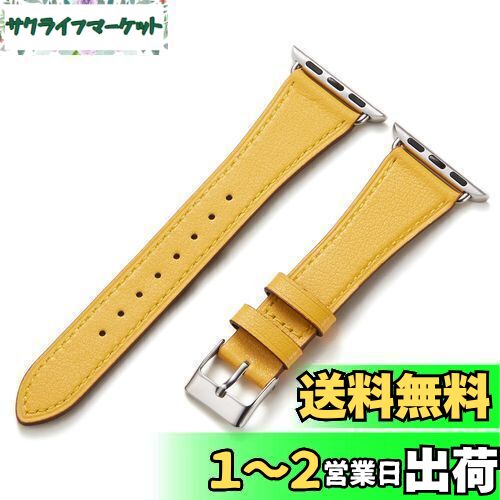 Handodo for Apple Watch バンド レディース 本革 アップルウォッチ バンド 細い 49mm 46mm 45mm 44mm Series 10/9/8/7/6/5/4/SE/Ultra イタリアレザー おしゃれ ビジネス SGS資格認定 クリームイエロー