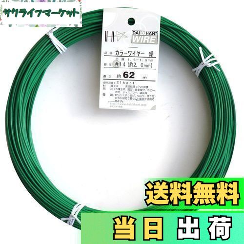 ダイドーハント (DAIDOHANT) 針金 [ビニール被覆] カラーワイヤー グリーン ( 緑 ) [太さ] #14 (2.0 mm x [長さ] 62m 54014