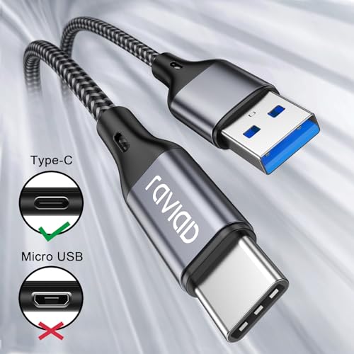 RAVIAD USB Type C ケーブル【1M/QC3.0対応】タイプ C ケーブル 3A 急速充電 高速データ転送 高耐久ナイロン編み USB-A to USB-C ケーブル iPhone15シリーズ充電ケーブル、Galaxy S24/S23/S22/S21/S20/S10/S9、Xperia XZ/XZ2、Huawei P30 P20、LG その他Android USB-C機