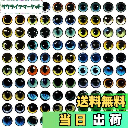 【送料無料】PH PandaHall 目柄 ガラスカボション ミックス 100個 図案付き ブルー ラウンド ビーズ クリスタル スクエア ドーム 拡大レンズ効果 ドラゴン フクロウ 動物の眼 粘土造形用 DIY用 手芸用品 約 12mm
