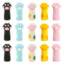 SANJAOYEE 鉛筆キャップ 猫足の鉛筆エクステン 15個セット 5色が含まれており、衝突防止 傷害削減 安全対策 可愛い 猫足の鉛筆エクステン鉛筆ホルダ ...