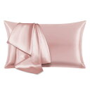 【送料無料】HEVUMYI シルク枕カバー 100%マルベリーシルク 25匁 43×63cm 洗えるシルクピローケース 片面シルクタイプ 裏地テンセル 封筒式まくらカバー 美肌美髪 敏感肌に優しい 抗菌防臭 四季適応 クリスマス 新年ギフト 贈り物 1枚 ローズゴールド