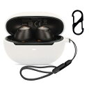 QCY ArcBuds HT07 用 ケース カバー 【NOUKAJU】For QCY HT07 ワイヤレス イヤーホン シリコン 保護ケース 落下防止 キズ防止 耐衝撃 装着充電可能 防水 防塵 カラビナ付き+ストラップ付き (ホワイト)(2)