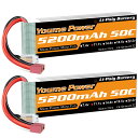 11.1vリポバッテリー5200mAh、3Sリポバッテリー50CディーンTプラグ、RCカー/トラック、ボート、ドローン、バギー(2パック)