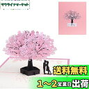 OKUSU-JP 桜のグリーティングカード 3D立体 記念日カード ポップアップ誕生日カード バレンタインデー カップルと桜の木 結婚祝い 感謝状 可愛い手紙 プレゼント 封筒付き