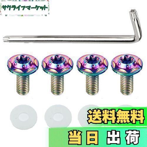 【送料無料】YUWENW ナンバープレートボルト 車用 チタン製 M6 盗難防止ネジ ナンバーフレーム チタン合金製 4本セット (虹色)
