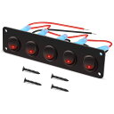 KILIGEN 5 ギャング 3 ピン ロッカー スイッチ パネル 12V/24V トグル スイッチ オン/オフ 車 車両 トレーラー トラック SUV マリン マリン ボート RV用 15A (レッドLED)
