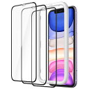 【送料無料】JETech iPhone11/iPhoneXR(6.1インチ用) 全面保護黒縁フィルム 強化ガラスフィルム ガイド枠付き ケースに干渉なし HDクリア 3枚セット