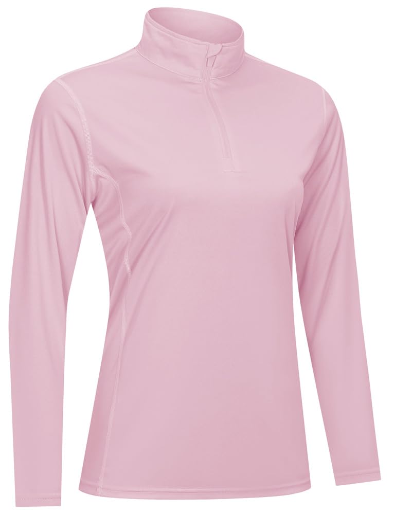 【送料無料】[TACVASEN] ラッシュパーカー レディース ゴルフウェァ tシャツ ハーフジップ トレーナー 日よけ スウェットシャツ フィッシング 四季 ライトピンク M