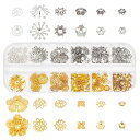 【送料無料】PH PandaHall ビーズキャップ 花座 約313個 合金&真鍮 12種 座金 菊座透かしキャップ 透かしパーツ スペーサービーズ フラワー チャーム アクセサリーパーツ ジュエリー用 手芸用品 手作り 混合色
