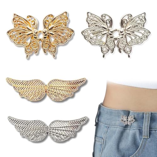 【送料無料】PAVIKE ウエスト調整ボタン 調整クリップ 4個セット 合金製 ウエストバックル ジーンズボ..