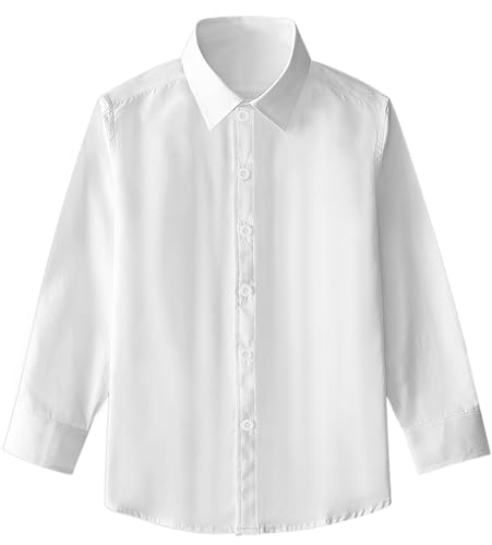 【送料無料】[TickElf] ワイシャツ 長袖 カッターシャツ 綿100 子供 ボーイズ キッズ フォーマル 白 ス..