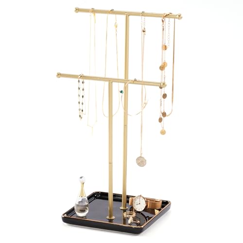 【送料無料】Lolalet ネックレスホルダー 2段ジュエリーディスプレイスタンド セラミックベーストレイ..