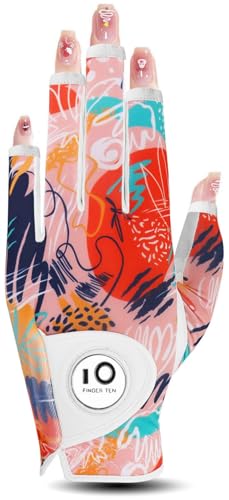 【送料無料】ゴルフグローブ レディース ネイル指先カット 羊革とマイクロファイバーレザー ストレッチ生地 ソフト 柔らかめ 伸縮 通気 耐摩耗性 滑りにくいグリ...