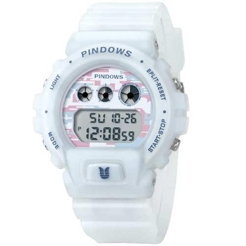 【送料無料】PINDOWSストップウォッチ、アラーム、タイマー付きメンズデジタルスポーツ腕時計50Mの防水..