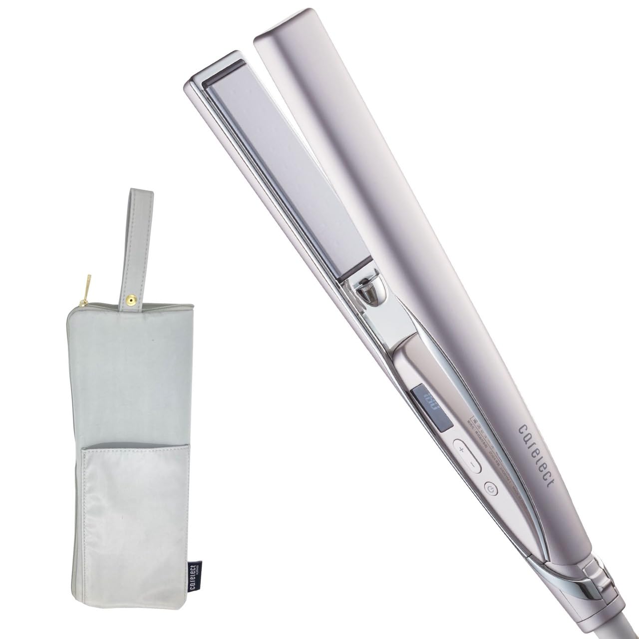 【送料無料】carelect ストレートアイロン ケアレクト スムースケアアイロン 25mm by pluseau プリュスオー 海外対応 自動電源OFF 17段階温度調整 色：ローズミスト