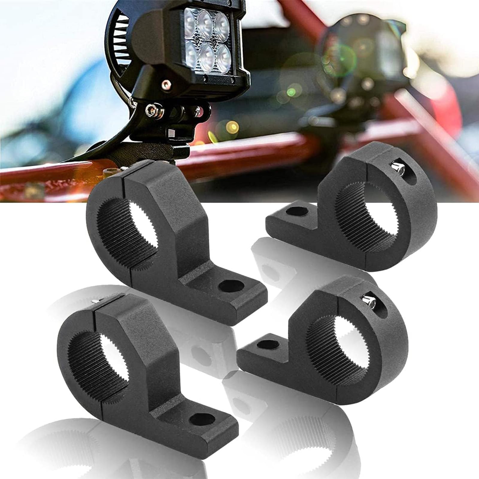 【送料無料】Samman 4個セット バイクステー ブラケット パイプ径15-31mm対応 取り付けステー フォグランプステー 穴あけ不要 取付簡単 ライトバー 作業灯汎用 作業車輌、SUV、ATV、船舶などに対応