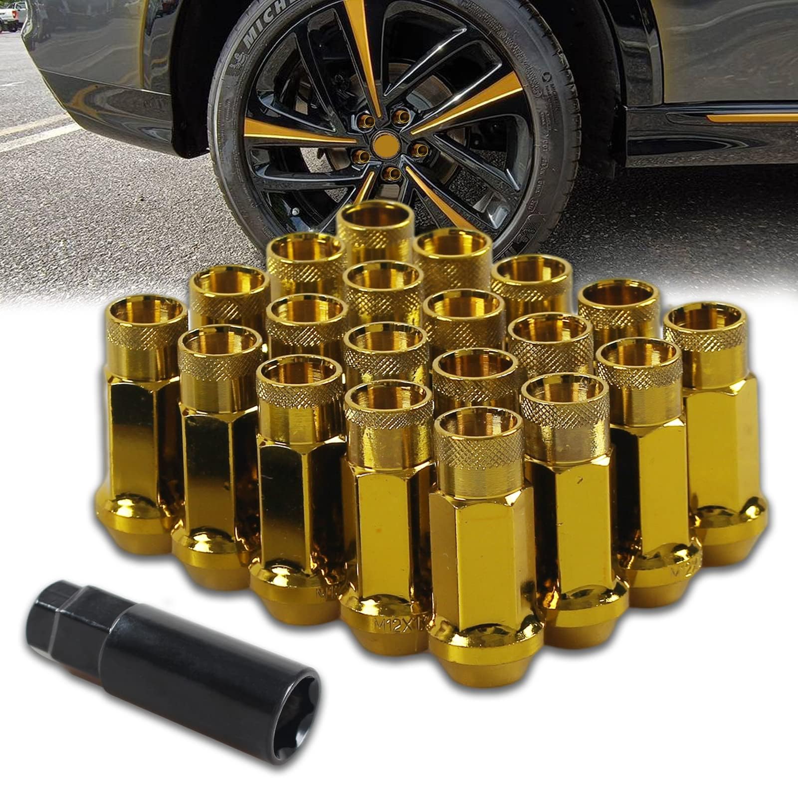 【送料無料】VEHSUN スチール製 ホイールナット タイヤナット レーシングナット ロング ホイールロック..