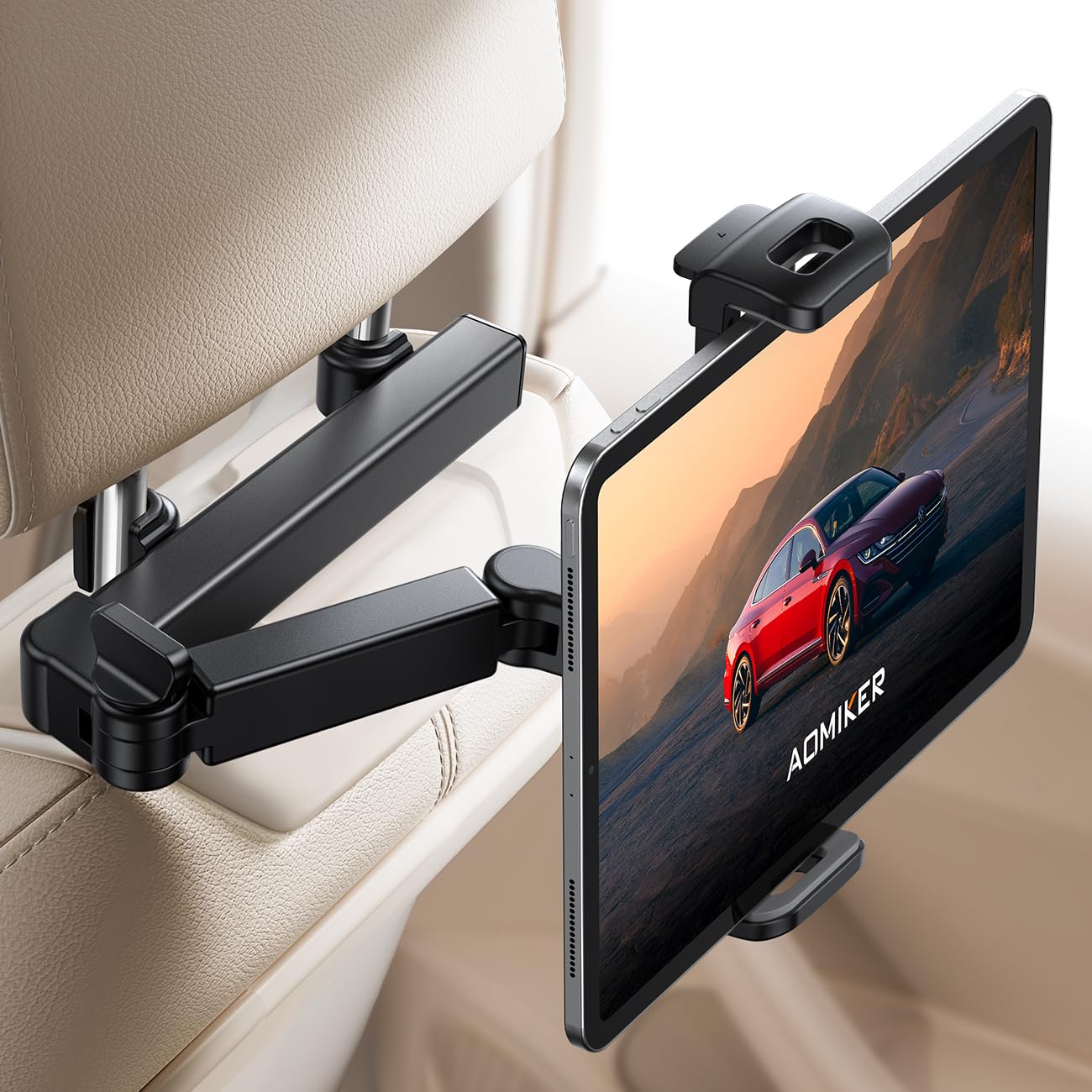 【送料無料】【伸縮アーム】 Aomiker 車 タブレット ホルダー 後部座席 : ヘッドレスト タブレット 車載 ホルダー バーの適用幅範囲72mm-153mm 後付け たぶれっと ほるだー くるま カー用品 ipad 10 第十世代, ipad pro, mini, Air, android, 4.7-11インチのスマホ タブ