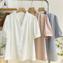 ブラウス シャツブラウス レディース トップス シャツ 半袖 半そで シワになりにくい 薄手 大きいサイズ ゆったり きれいめ 春 夏 Vネックブラウス オフィ...