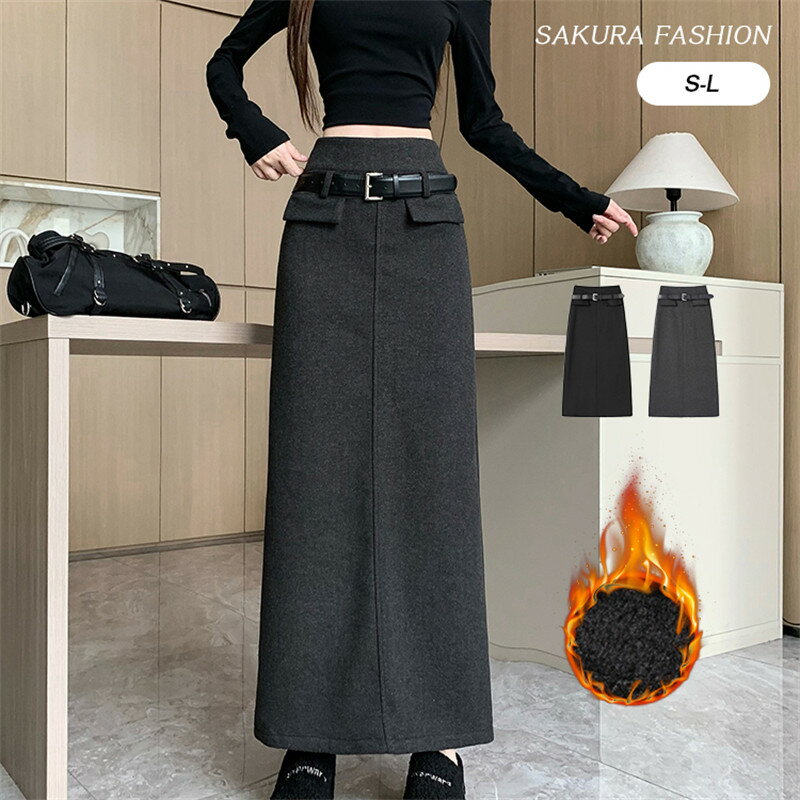 スカート レディース 防寒 ボトムス ロングスカート ロンスカ ロング丈 タイトスカート 裏起毛 大きいサイズ ゆったり 冬 裏起毛スカート
