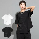 【15%OFFクーポンで2,669円:3点で】カットソー Tシャツ レディース トップス 半袖 半そで 大きいサイズ ゆったり 夏 プルオーバー デザイン 配色 バイカラー ブラック 黒 ホワイト 白 M L