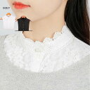 【2点セット】つけ襟 レース レイヤード レディース フリル 重ね着 付け襟 シャツ 風 無地 スタンドカラー モックネック つけえり 襟 ブラウス ハイネック...