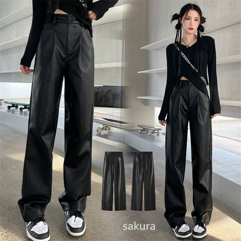 レザーパンツ 暖パン 丈選べる レディース ボトムス あったか ズボン ハイウエスト 体型カバー レディースパンツ 普通 裏起毛 防風 防寒 ブラック