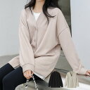 カーディガン レディース トップス 前開き 羽織り 春秋 Vネック ライトアウター 無地 長袖 長そで レイヤード 重ね着 コーデ ドロップショルダー オーバー...