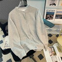 【10%OFFクーポンで3,591円:2点で】カーディガン スエット レディース トップス カーデ 羽織り 長袖 丸首 クルーネック プルオーバー スウェット ...