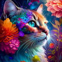 ダイヤモンドアート キット 猫 横顔 花 Part2 スクエアビーズ 四角ビーズ 丸ビーズ ABビーズ ダイアモンドアート ダイアモンドペインティング ビーズ刺繍キット セット ハンドメイド オーロラビーズ 送料無料