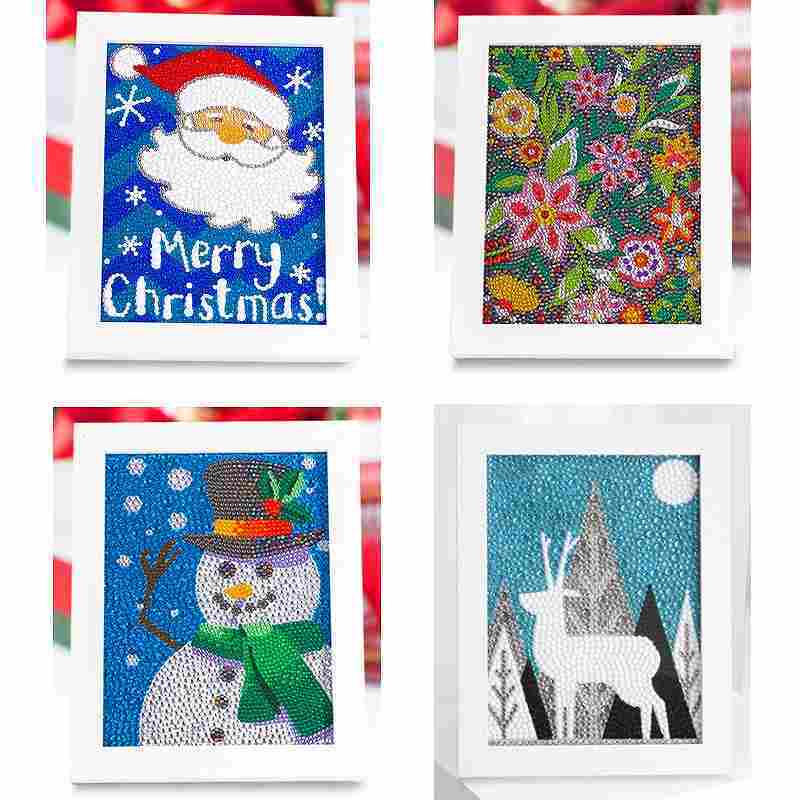 ダイヤモンドアート キット クリスマス 初心者 フレーム付き ラメビーズ ダイアモンドアート ダイヤモンドペインティング サンタクロース スノーマン トナカイ ビーズ刺繍キット セット ハンドメイド インテリア 手芸 送料無料